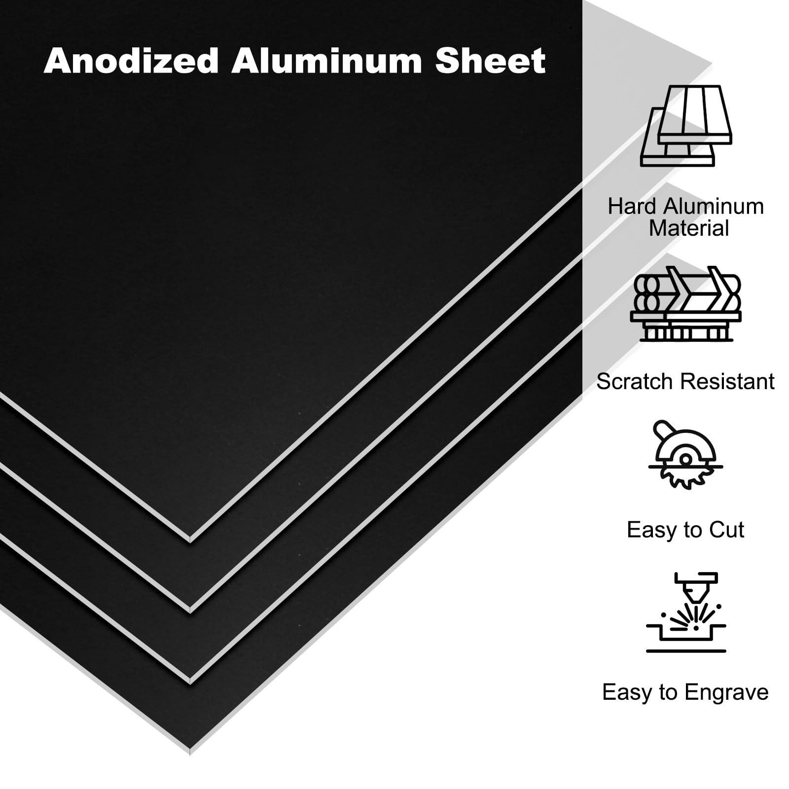 7x5x1/32inch Anodized Aluminum Sheet, 5Pcs Metal Rectangle Aluminum Plate 0.8…