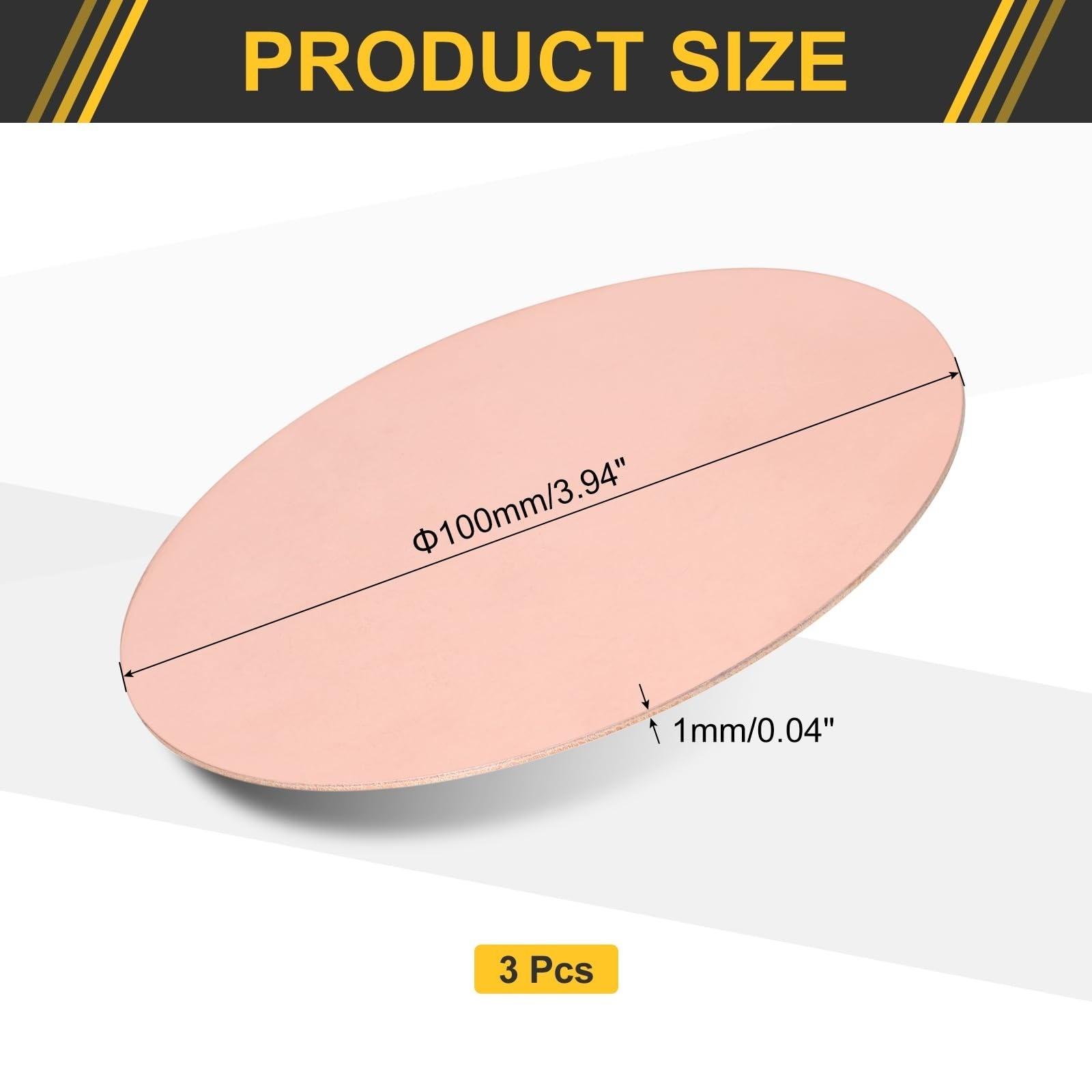 uxcell Copper Round Plate T2 0.04″ Thick 4″ Diameter 3Pcs