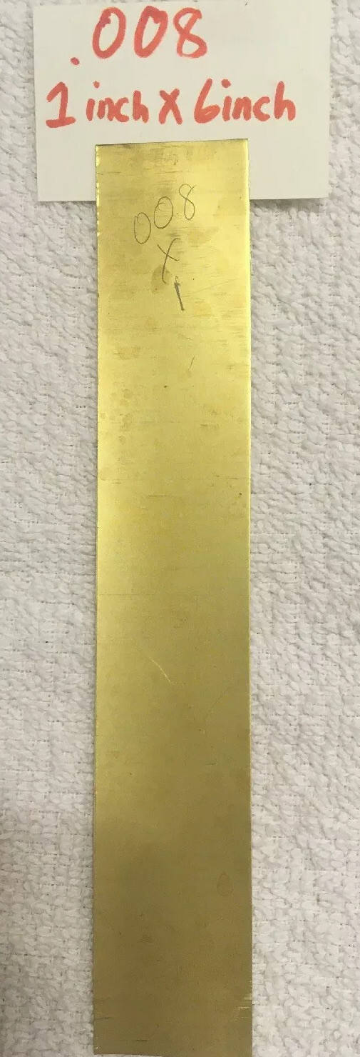 Brass Shim .008 /.203mm Thick 6″ X 1” inch 6 inch X 1 inch (1/2 hard).Unpoli