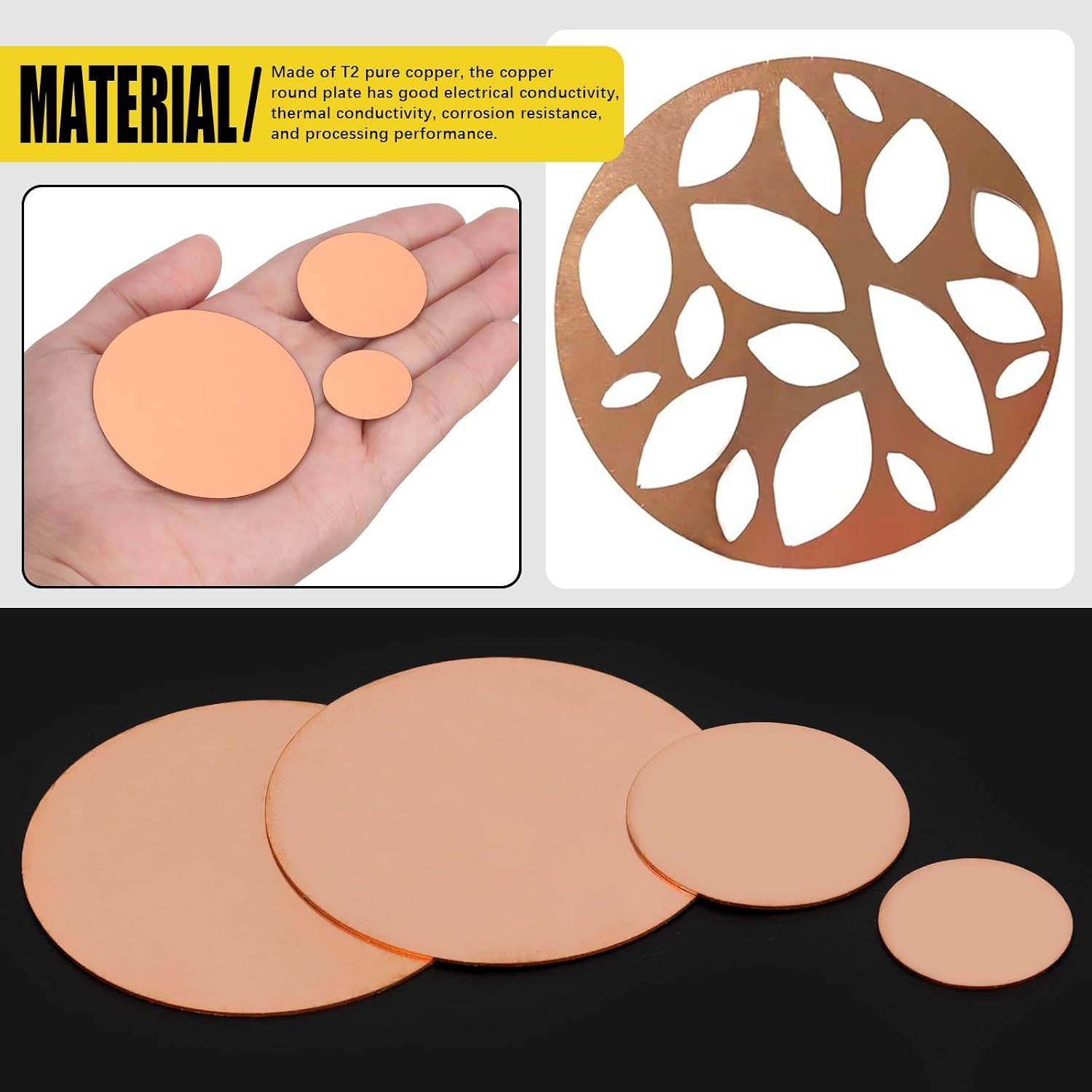 18Pcs Round Pure Copper Sheets 24 Gauge 0.5mm Jewelry Crafts Electrical
