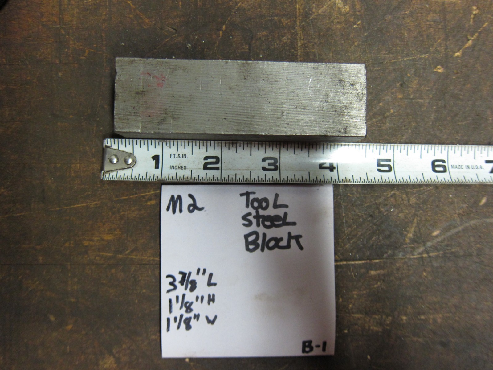 M2 Tool Steel Flat Bar/Block – 1.125″ Thick x 1.125″ Wide x 3.87″+ Length