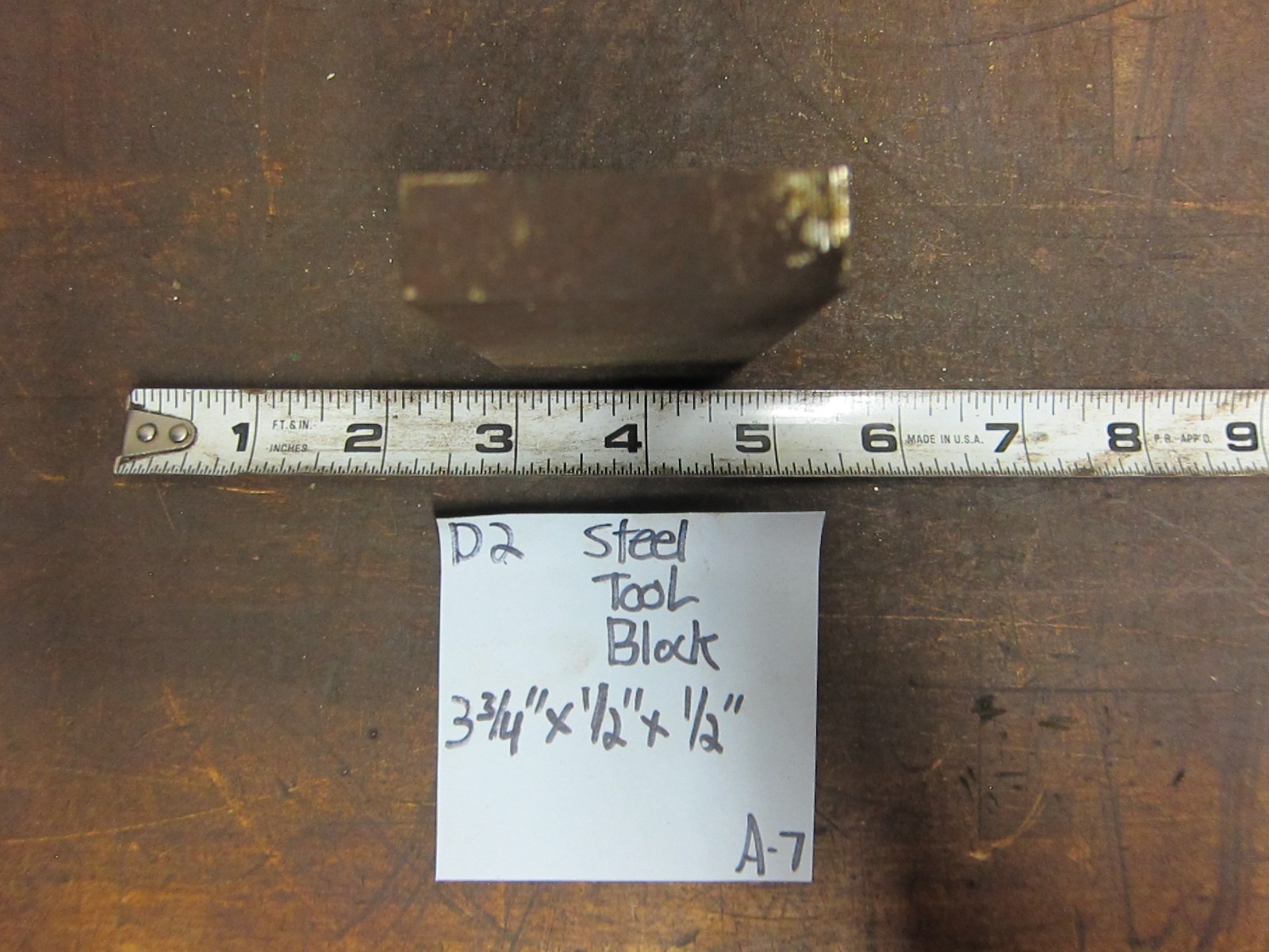 D-2 Tool Steel 3.75” x 0.5″ x 0.5” Thick D2 Tool Steel Block