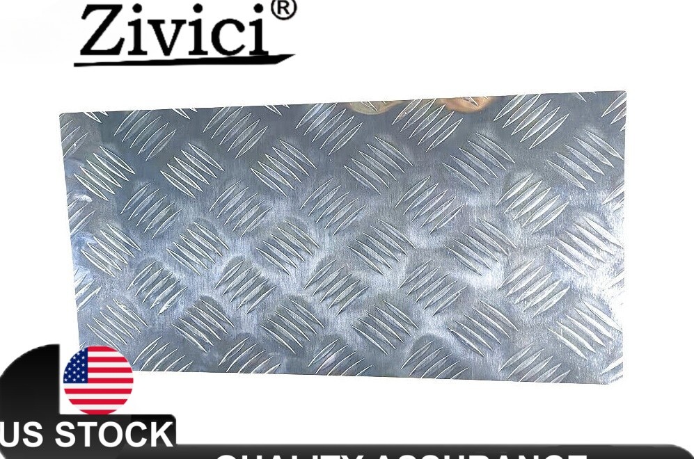 Silver Aluminum 5 Bar Tread Plate 12×24 Inch, 305x610mm for Truck RV Trailer
