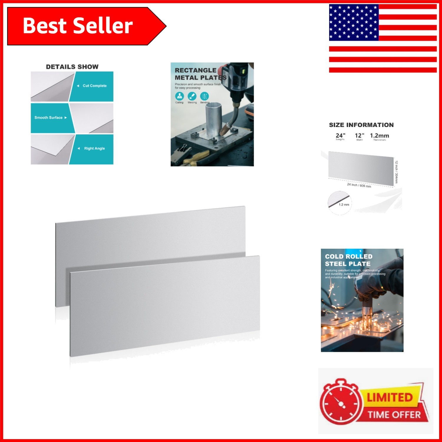 Versatile 2 Pcs 18 Gauge Steel Plates – 24″ x 12″ for DIY, Industrial & Home Use