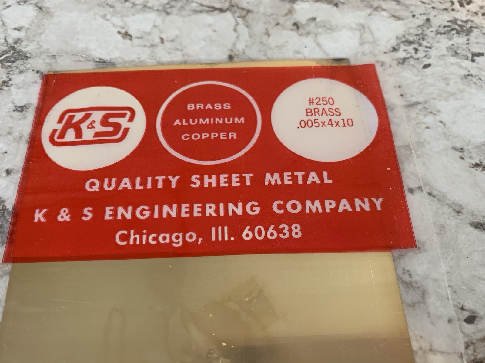 K & S Precision Metals BRASS Sheets .005″ x 4″ x 10″ 2 Sheets Stock #250 NOS