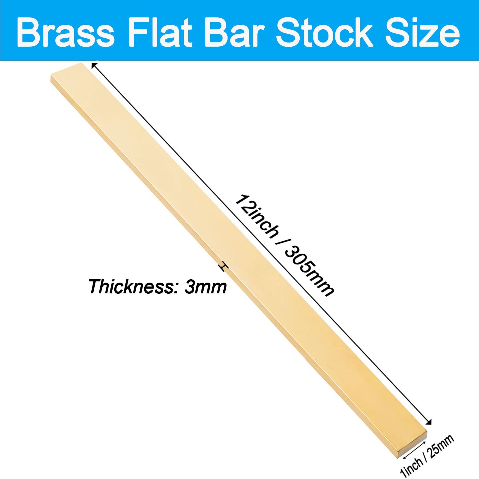 C360 Solid Brass Flat Rectangular Bar Mill Plate Stock 1/8x1x12 Inch Craft