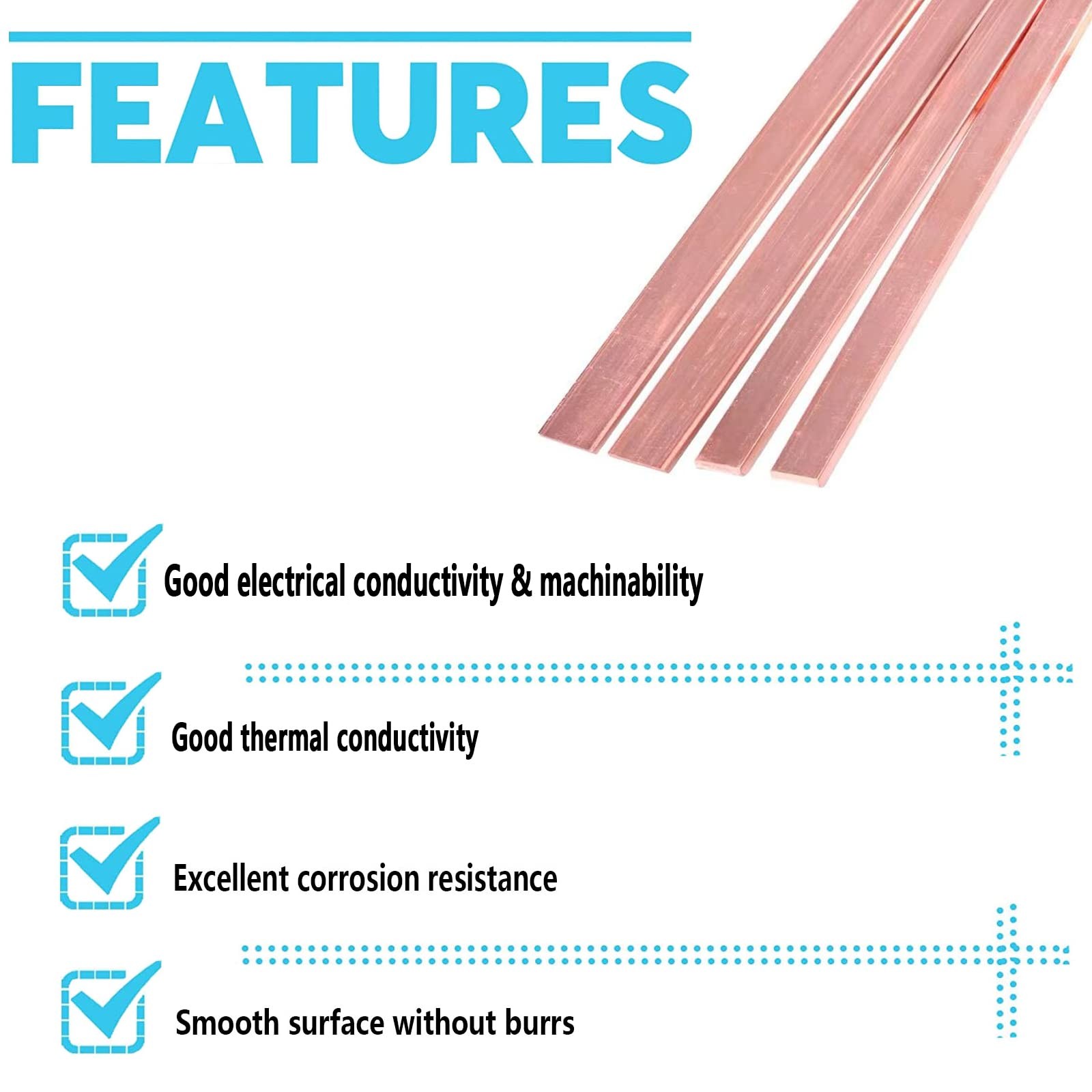 C110 Copper Flat Bar, 1/8″ Thickness x 1″ Width x 12″ Length Copper Flat Bar …