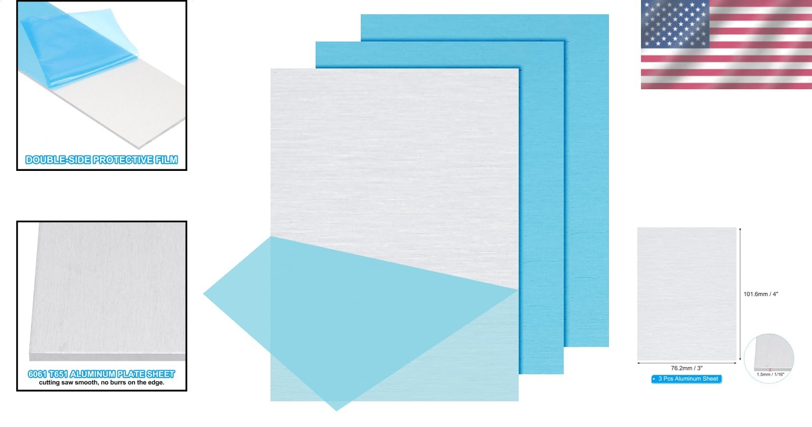Precision 6061-T651 Aluminum Sheet 4 x 3 x 1/16