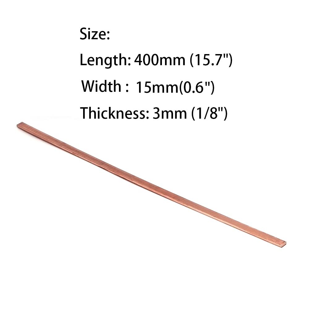 C110 Copper Flat Bar Stock 1/8×0.6×15.7 Inch Battery Connection Plates 4 PCS