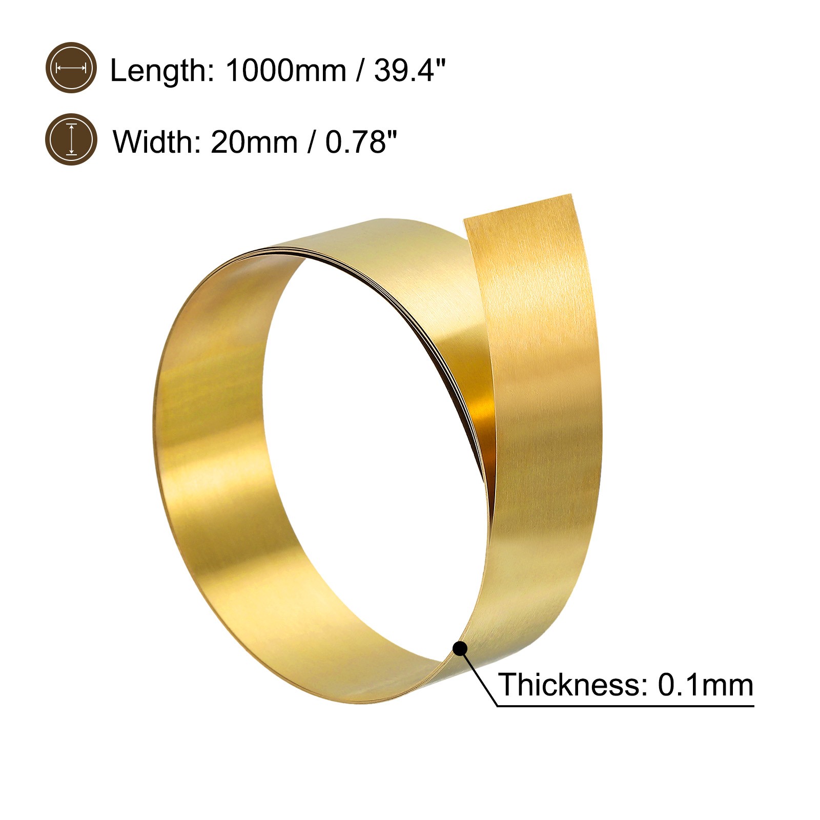 3Pcs Brass Sheet Roll 0.1x20x1000mm Brass Foil Roll Brass Strip Gold