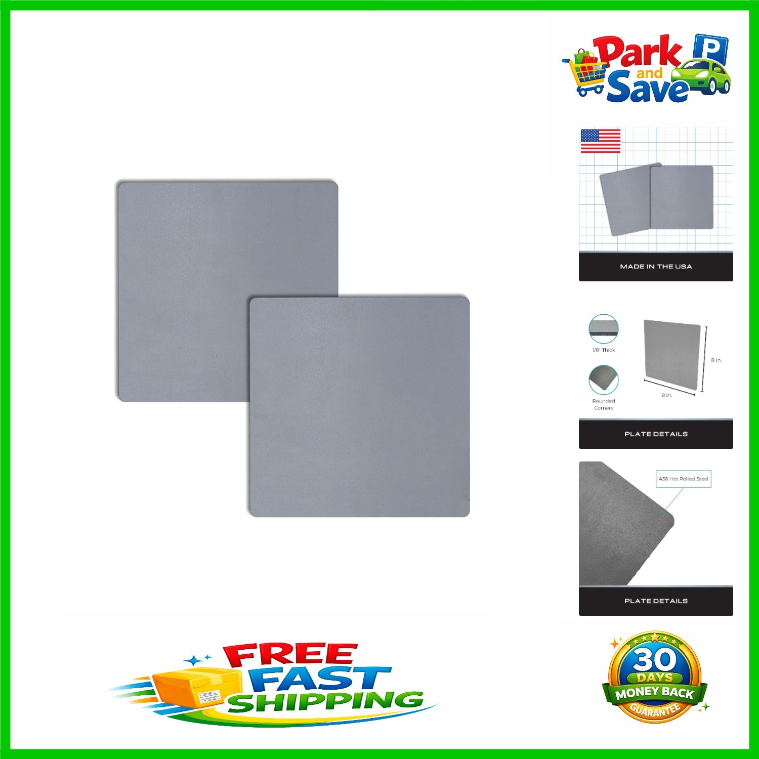 Heavy-Duty 8″ x 8″ x 1/8″ Steel Plates – 11 Gauge A36 for Structural Use