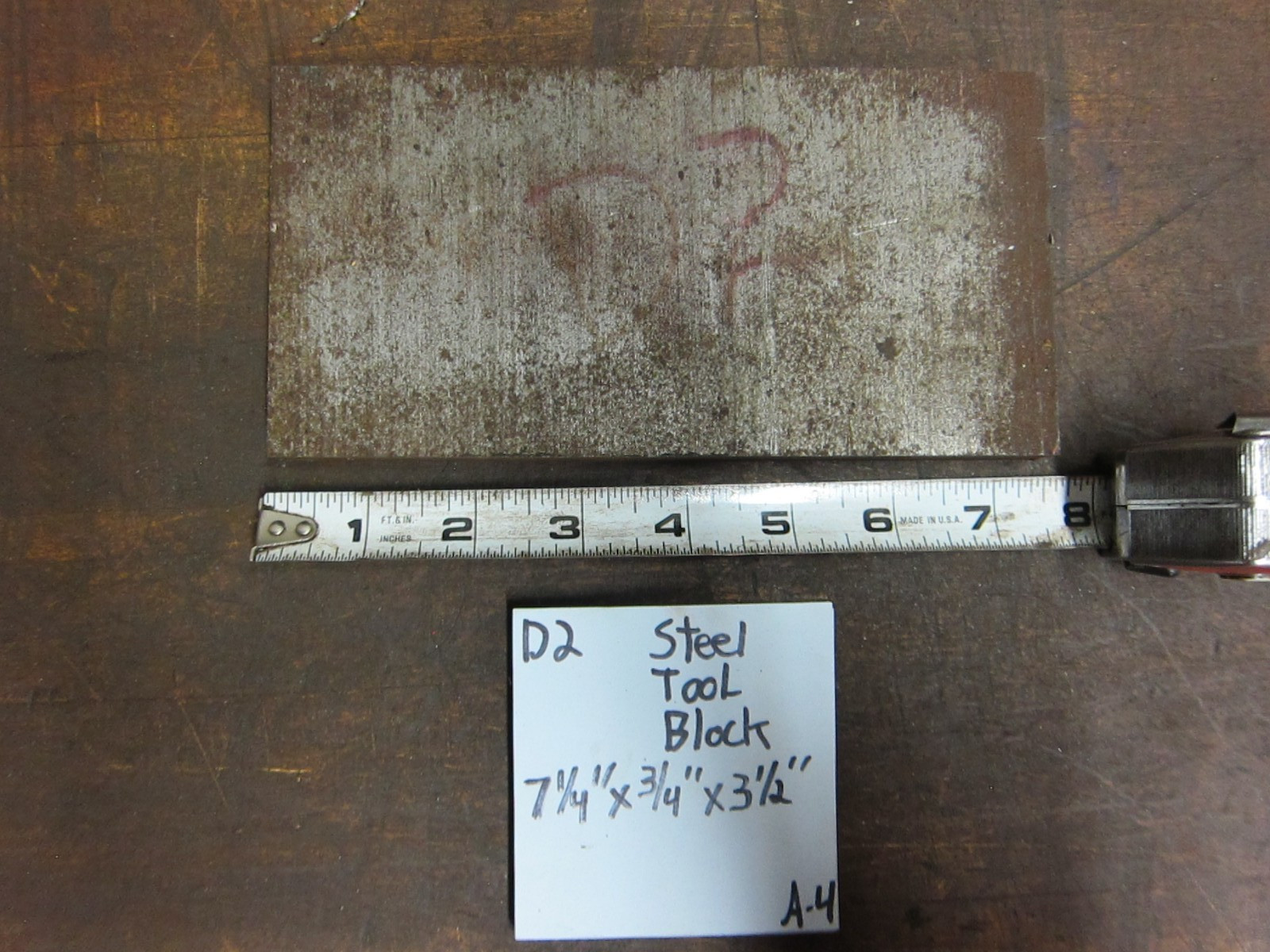 D-2 Tool Steel 7.25” x 0.75″ x 3.5” Thick D2 Tool Steel Block