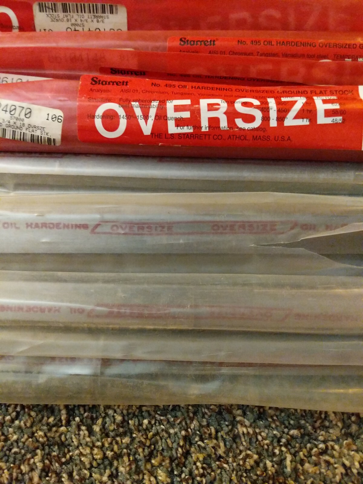 20x Starrett 495 Msc 86104148 3/8 3/4 18 Inches Oil Hardened Flat Stock