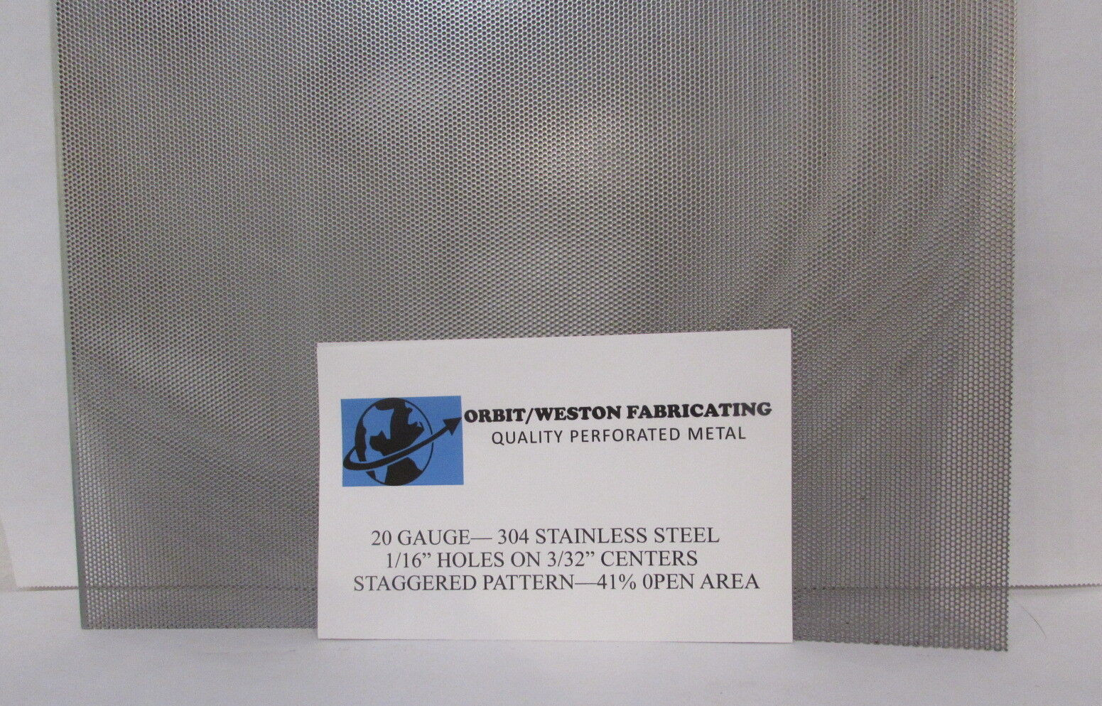 1/16 HOLES 0N 3/32 CENTERS 20 GA STAINLESS PERFORATED SHEET –5-1/4″ X 18″