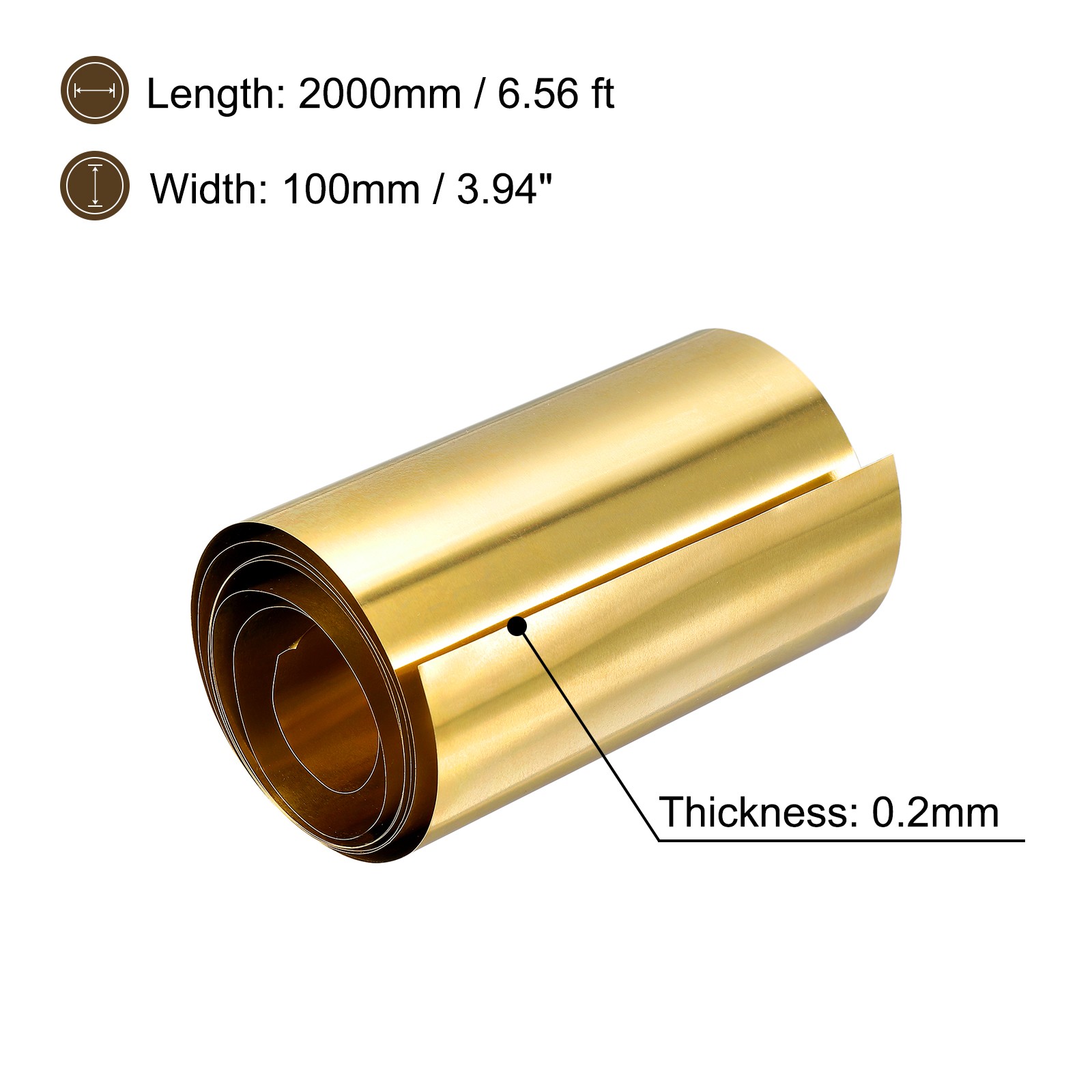 Brass Sheet Roll, Metal Foil Plate 2000mm x 100mm x 0.2mm