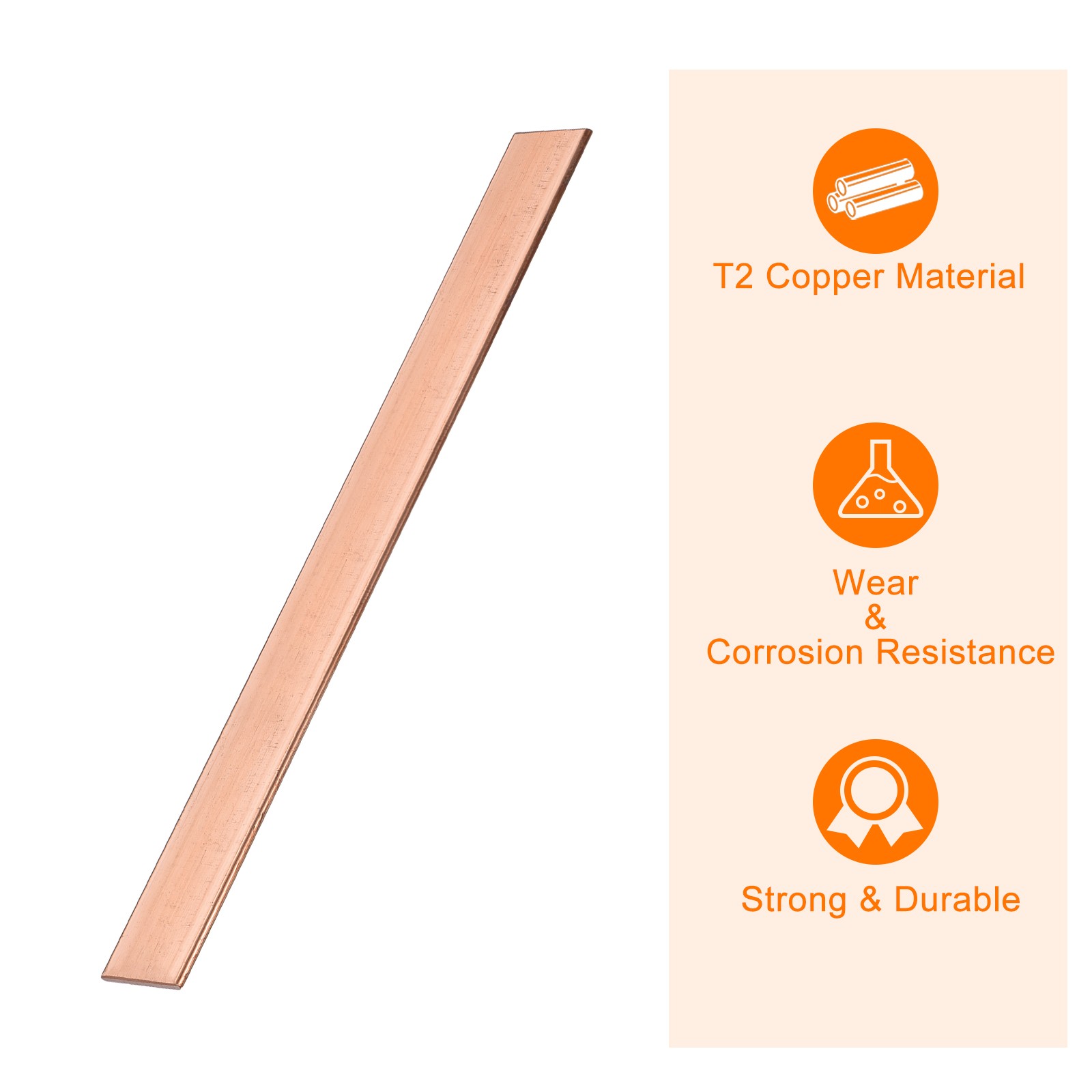 Copper Flat Bar, 5/64″ Thickness x 1″ Width x 10″ Length Copper Bar Stock