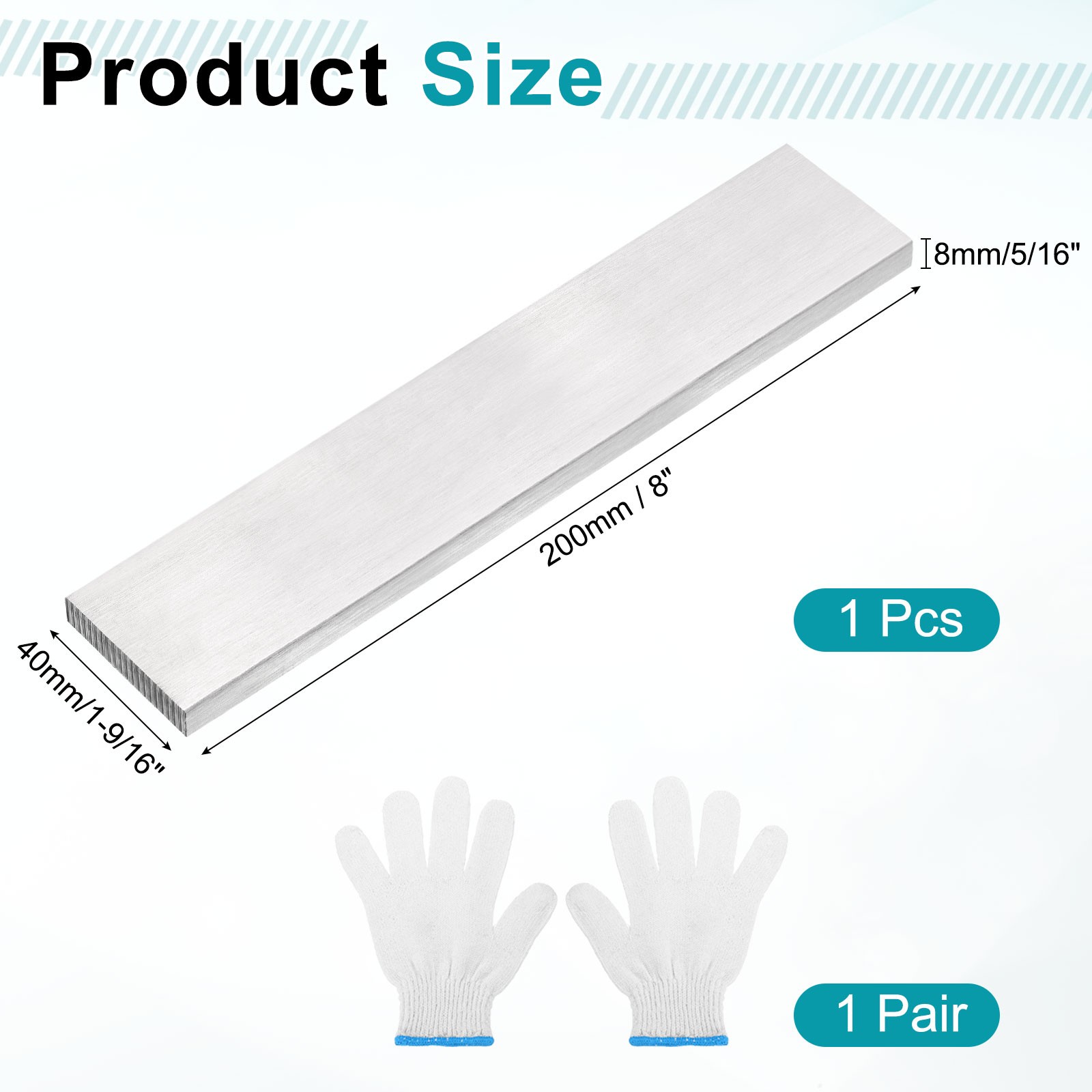 304 Stainless Steel Flat Bar 5/16″ x 1-9/16″ x 8″ Trim Strips Sheet