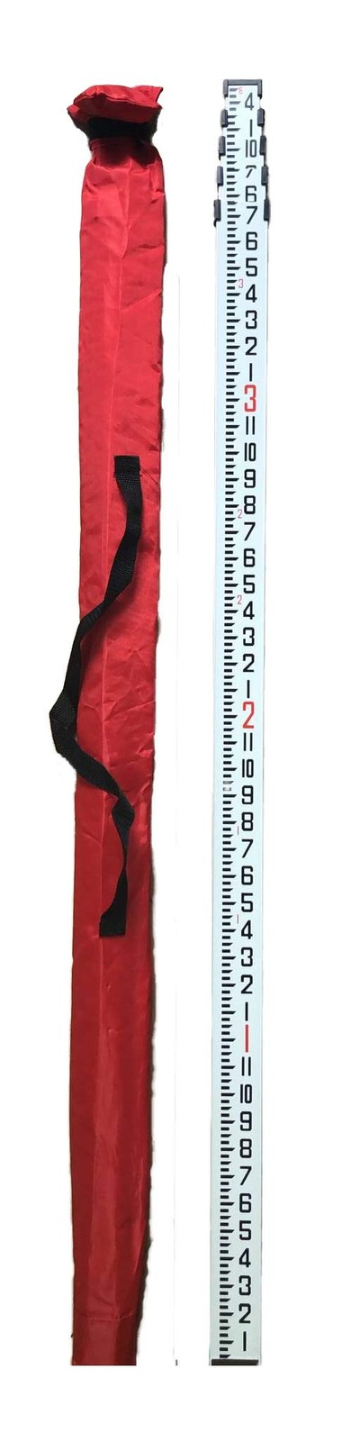 GEOLENI Aluminum Grade Rod – 10ths, With Carrying Case and 16 feet, Red