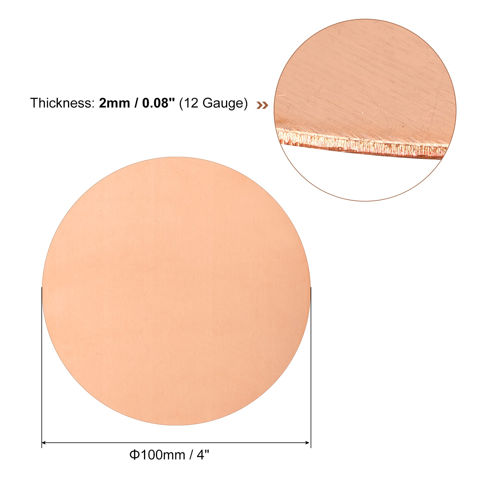 Pure Copper Sheet 4″ x 0.08″ 12 Gauge T2 Copper Metal Round Plate