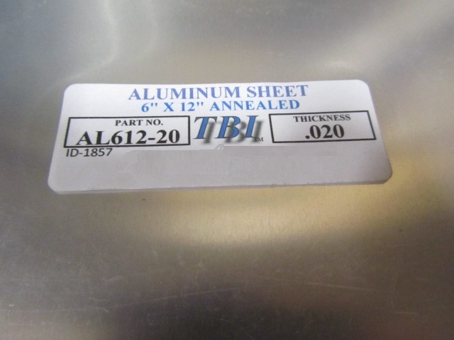 1100 Aluminum Sheet Softened (O) .020″ Thick x 6.0″ Wide x 12.0″ Long, 2 Pcs