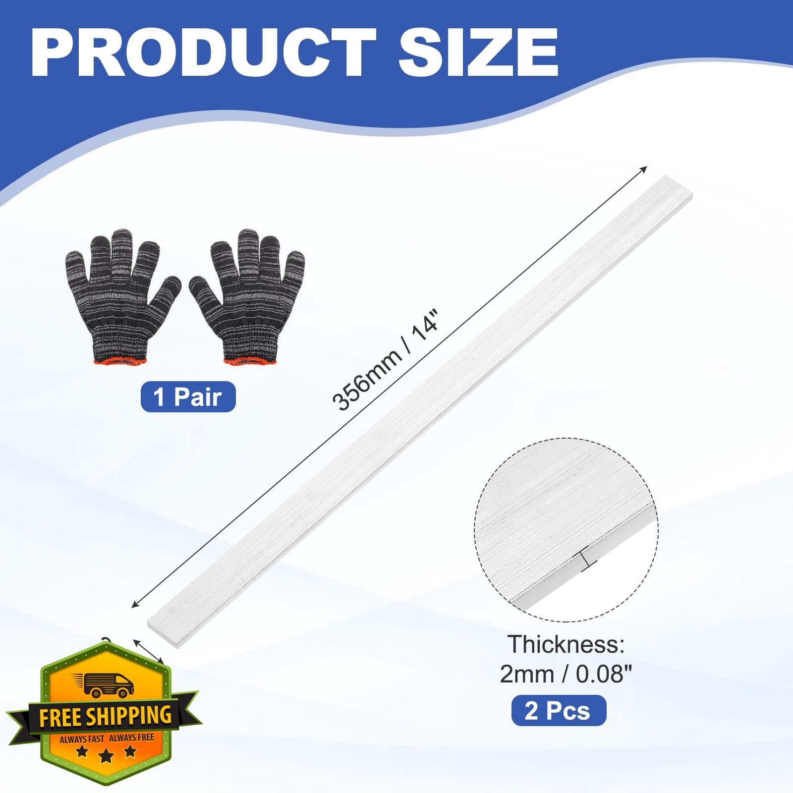 uxcell 0.08″x1″x14″ Alum Flat Bar 2 Set