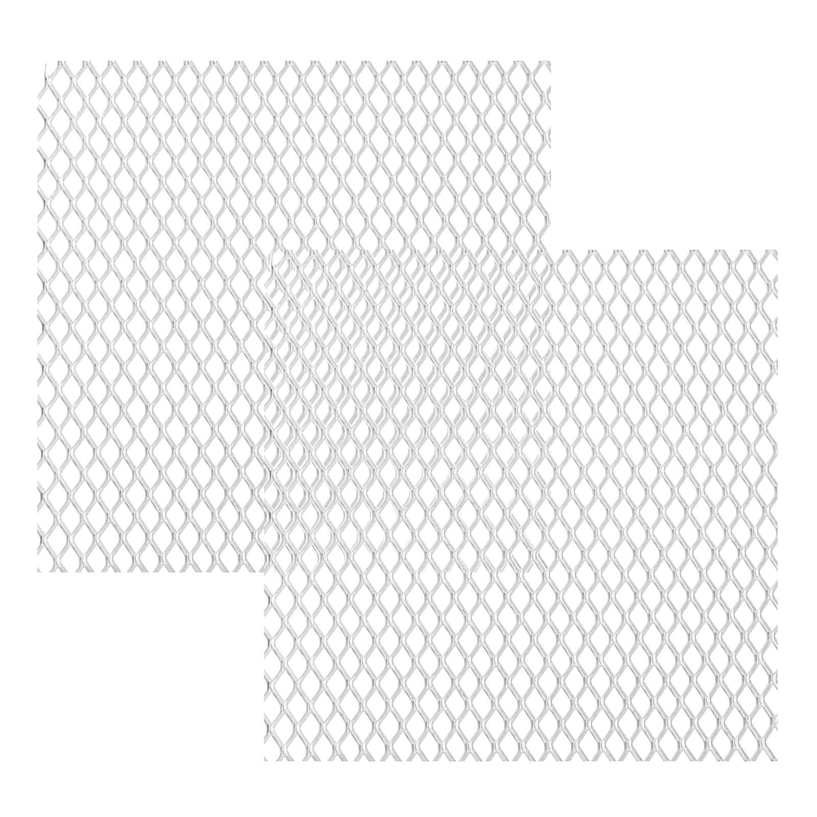 4″L x 4″W Universal Car Grill Mesh, 2Pcs 5x8mm Diamond Hole, Silver Tone