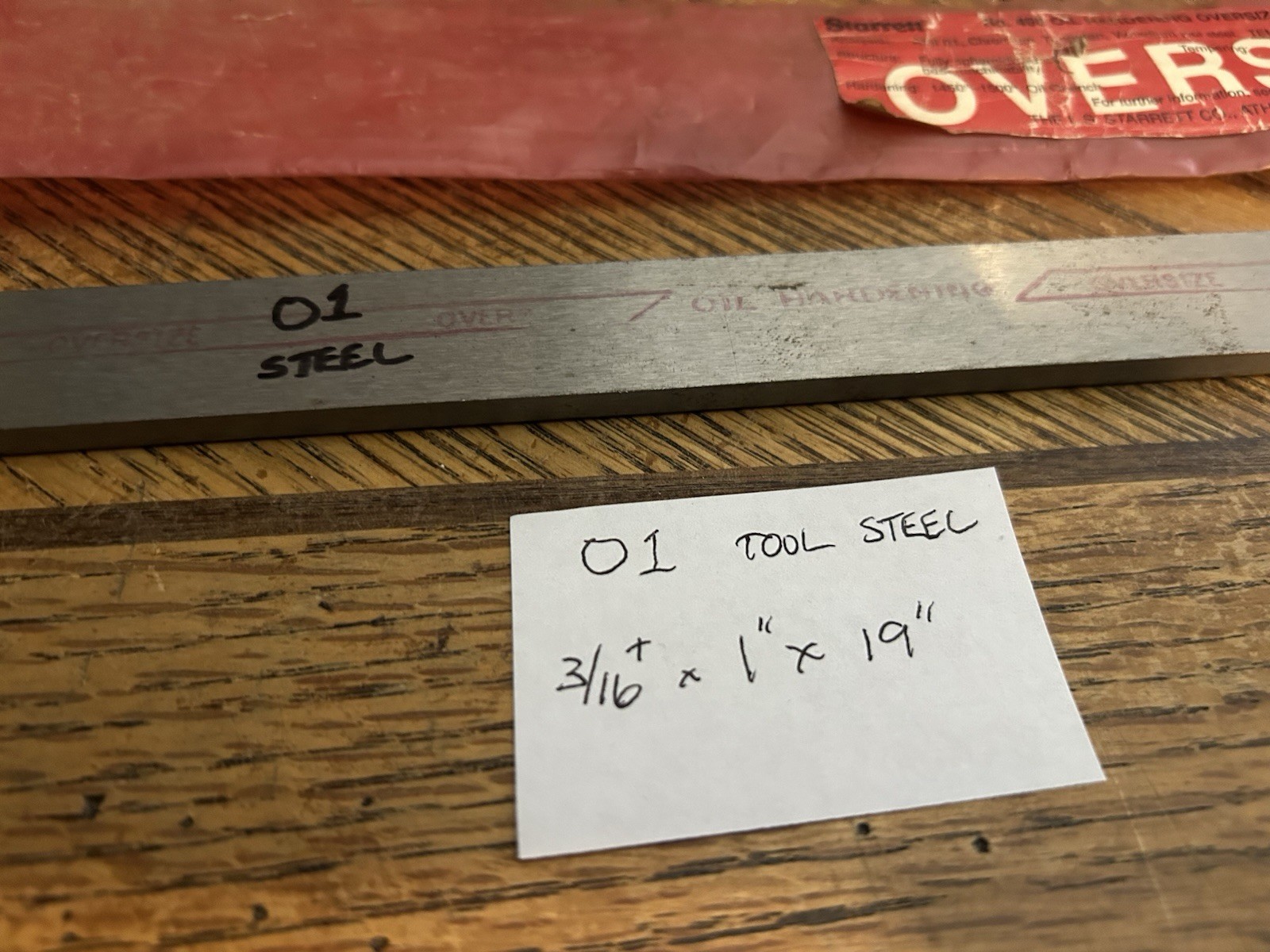 O1 Tool Steel, flat ground, 3/16″ x 1″ x 19″