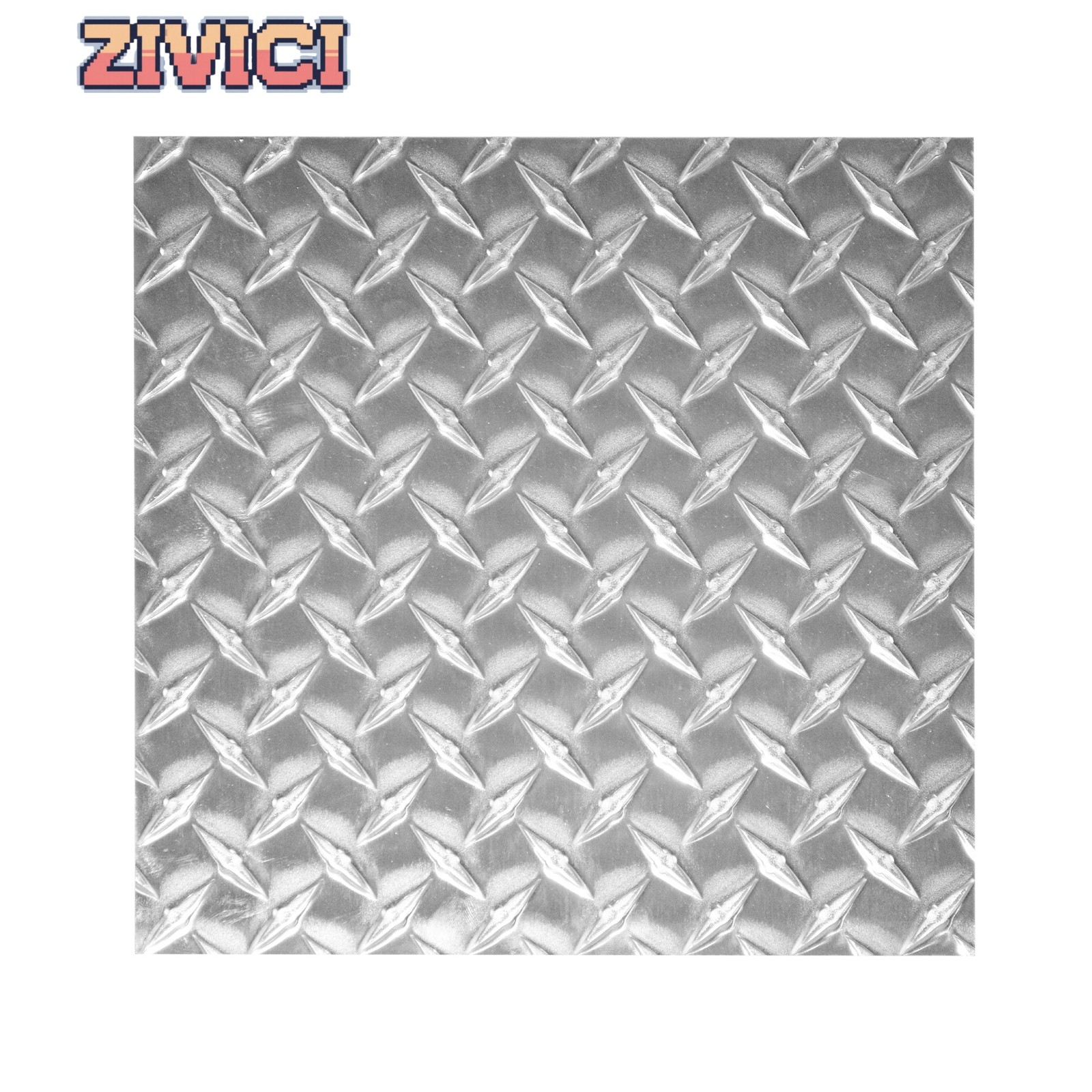 10.63″ Square Aluminum Sheet, Industrial Grade 5 Bar Diamond Tread Design