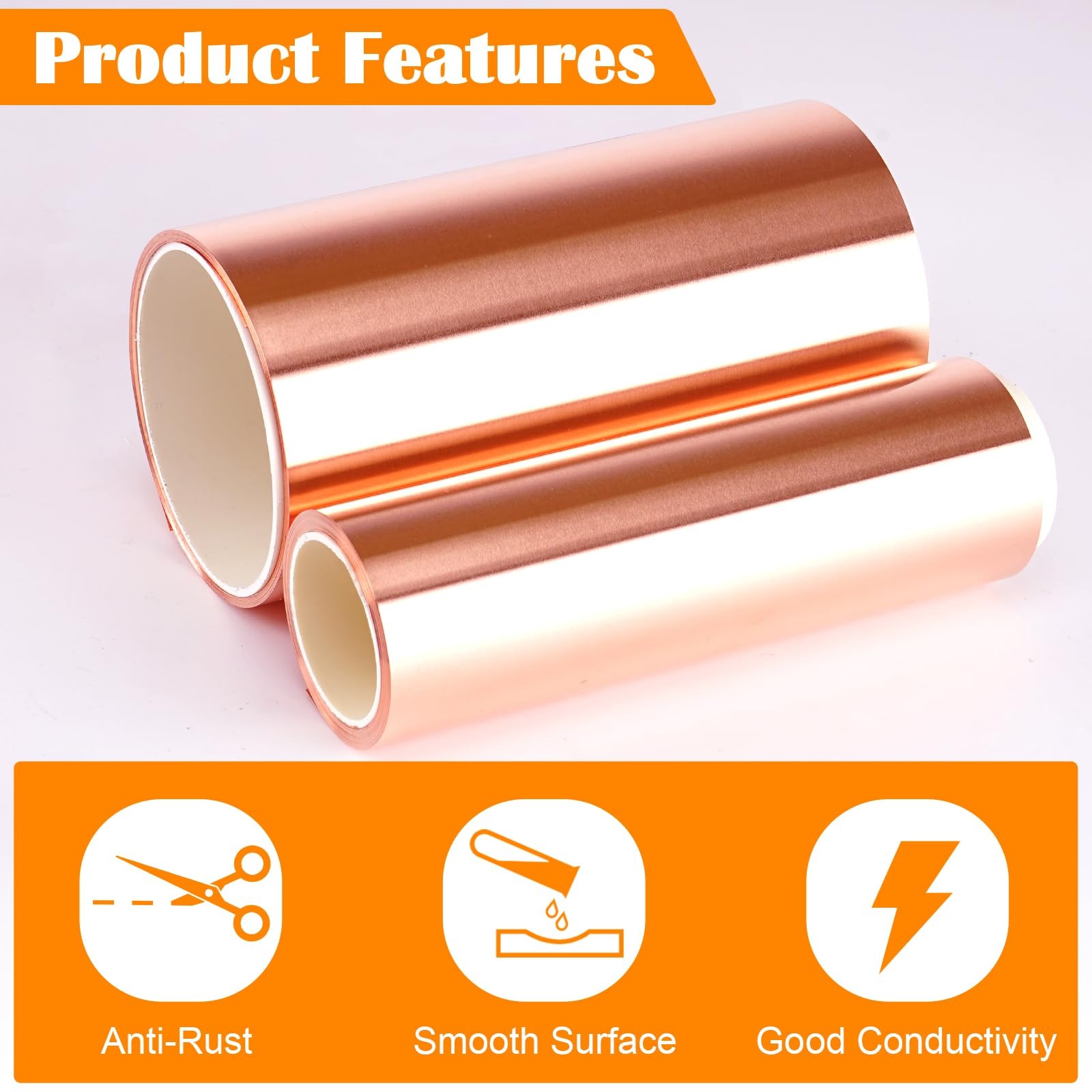 Copper Foil Sheet Roll, 6in x 5Ft, 0.05mm, Copper Flashing, House Repair, DIY