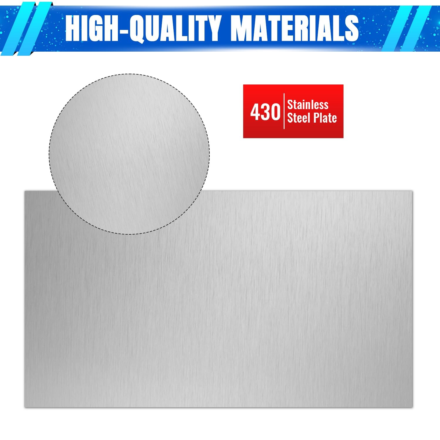 Uxney 2mm Stainless Steel Sheet 4×8 Inch, 430 4″ x 8″-14 Gauge(2mm), Silver