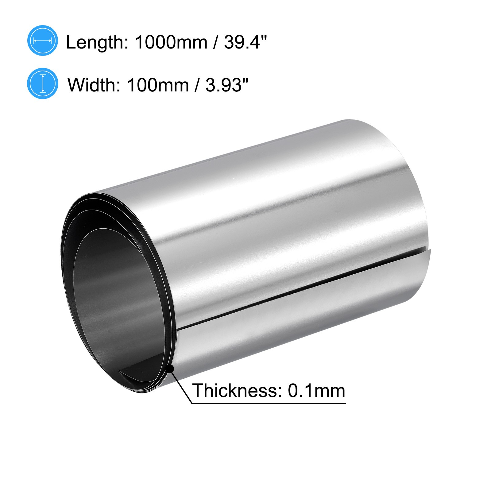 0.1x100x1000mm 304 Stainless Steel Roll Sheet Fine Plate Sheet Foil 2Pcs