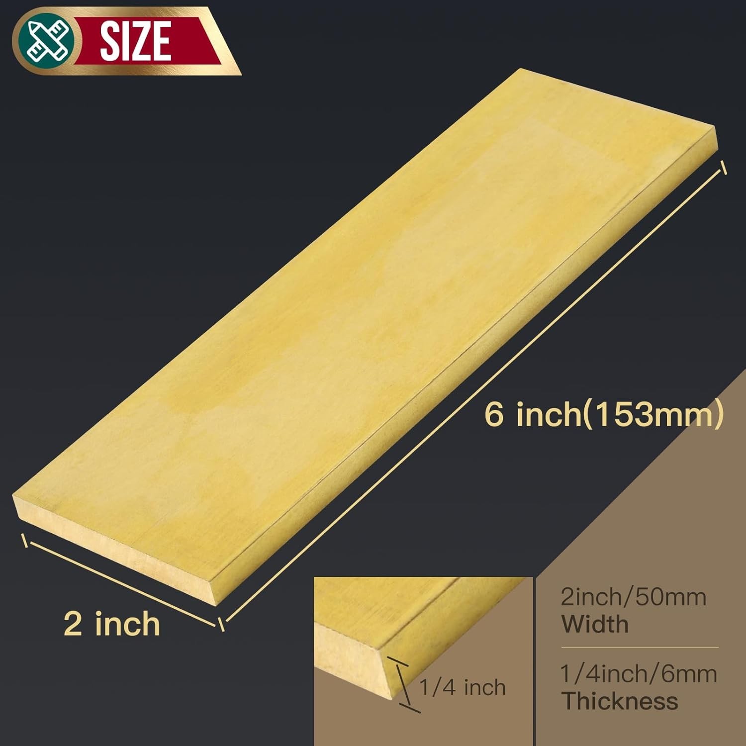 Versatile 1/4″ x 2″ x 6″ Brass Rod Blank – Perfect for Crafts & Accessories