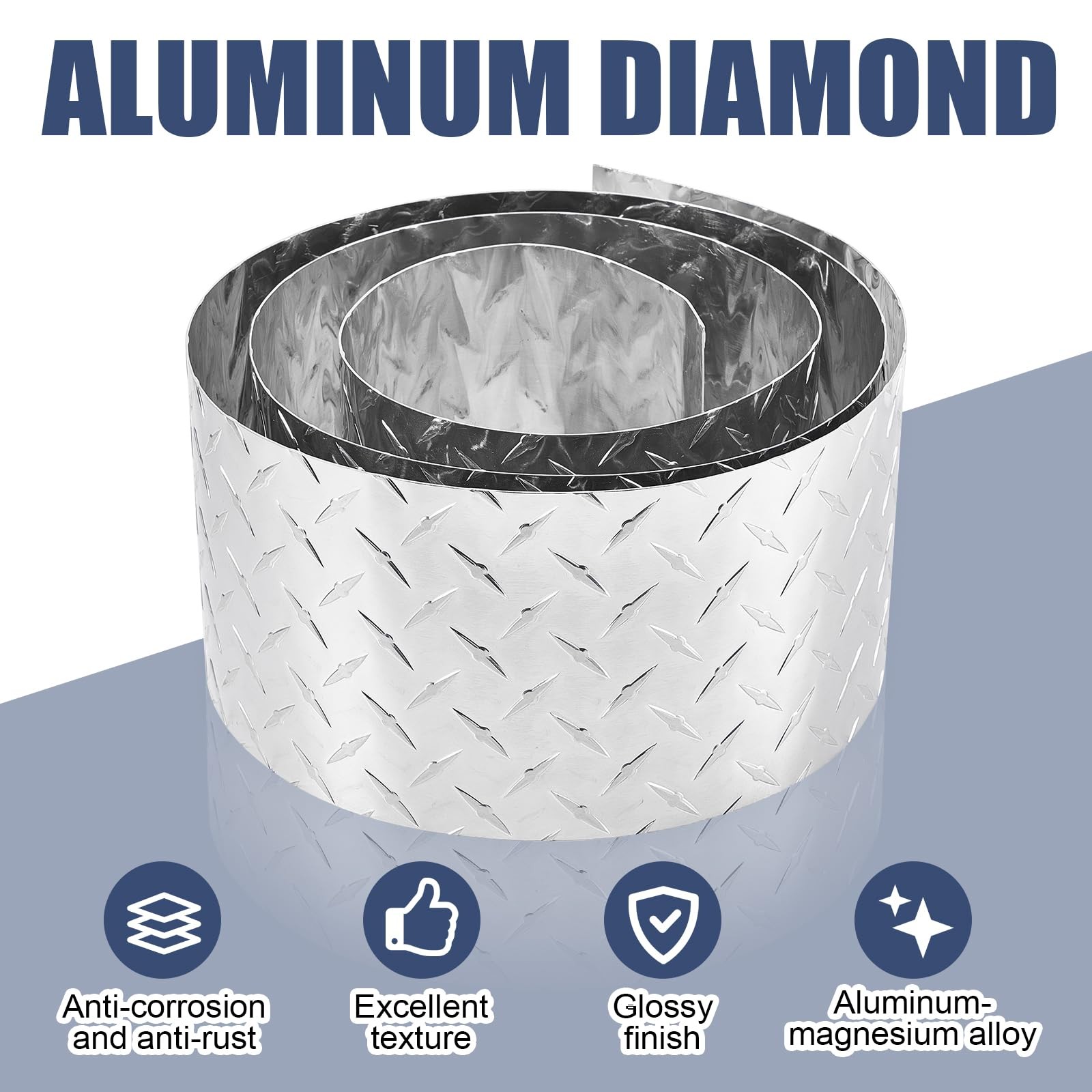 6” x 8 Ft Aluminum Diamond Plate Sheet Metal 0.04” Thick Heavy Duty Tread S…
