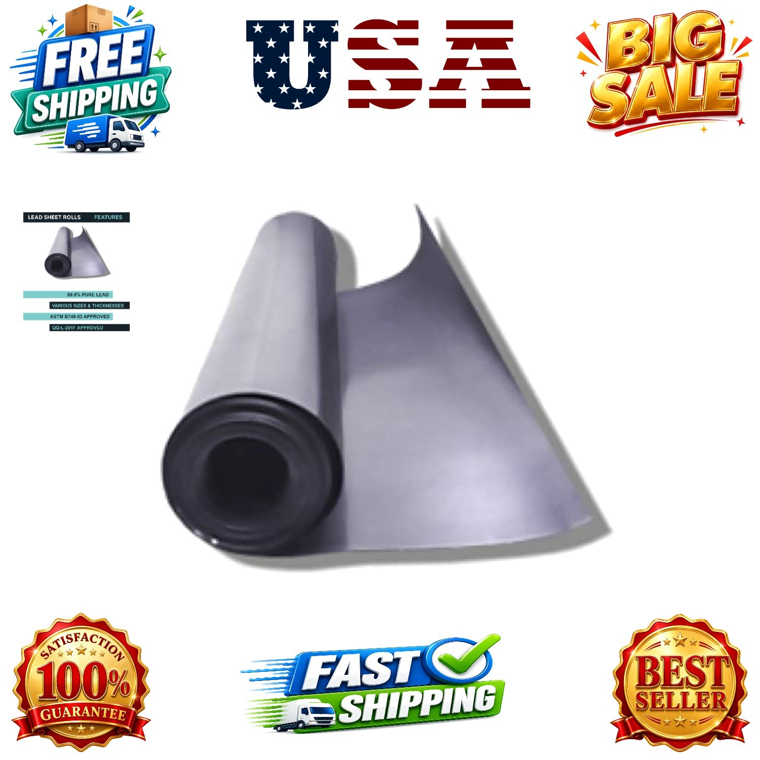 Lead Sheet – Lead Sheeting – Sheet Lead Rolls – 1/32″ x 12″ x 36″ – 1 Pack