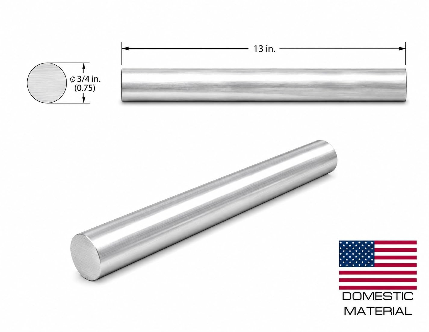 3/4″ 6061 Round USA Aluminum Solid Bar Extruded Lathe Stock 13 Inch Length New