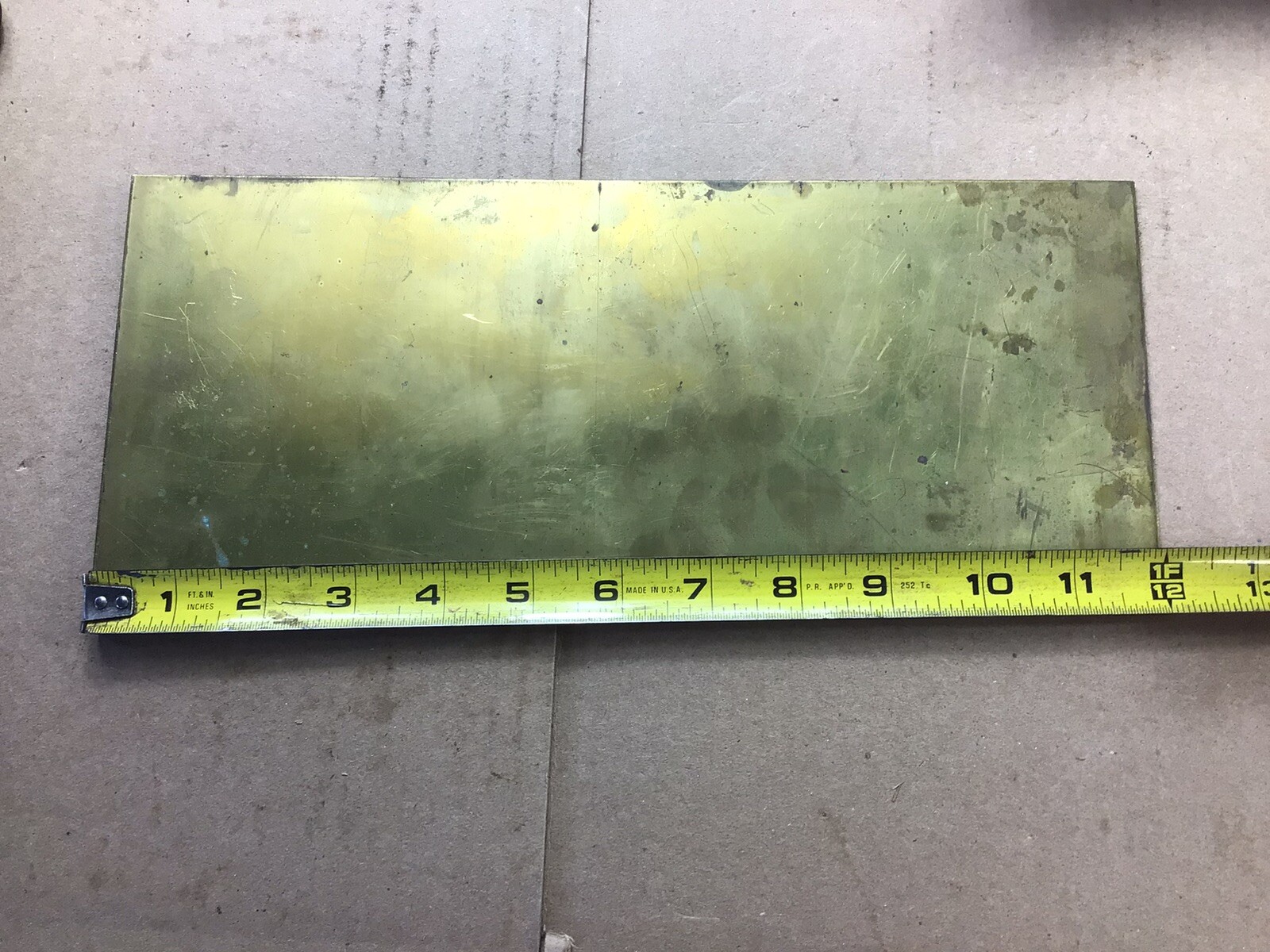 Brass Sheet Stock .063” X 5” X 12”. One Piece