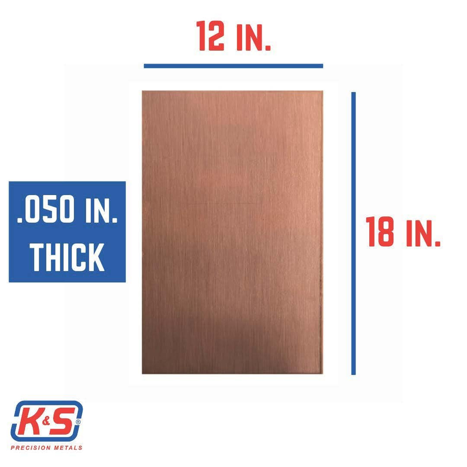 Copper Sheet 0.050 Inch Thick by 12 Inch Wide by 18 Inch Long for Crafts