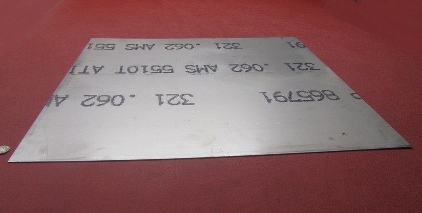 321 Weldable Stainless Steel Sheet, .062″ Thick x 24″ Wide x 24″ Length, 1 Unit