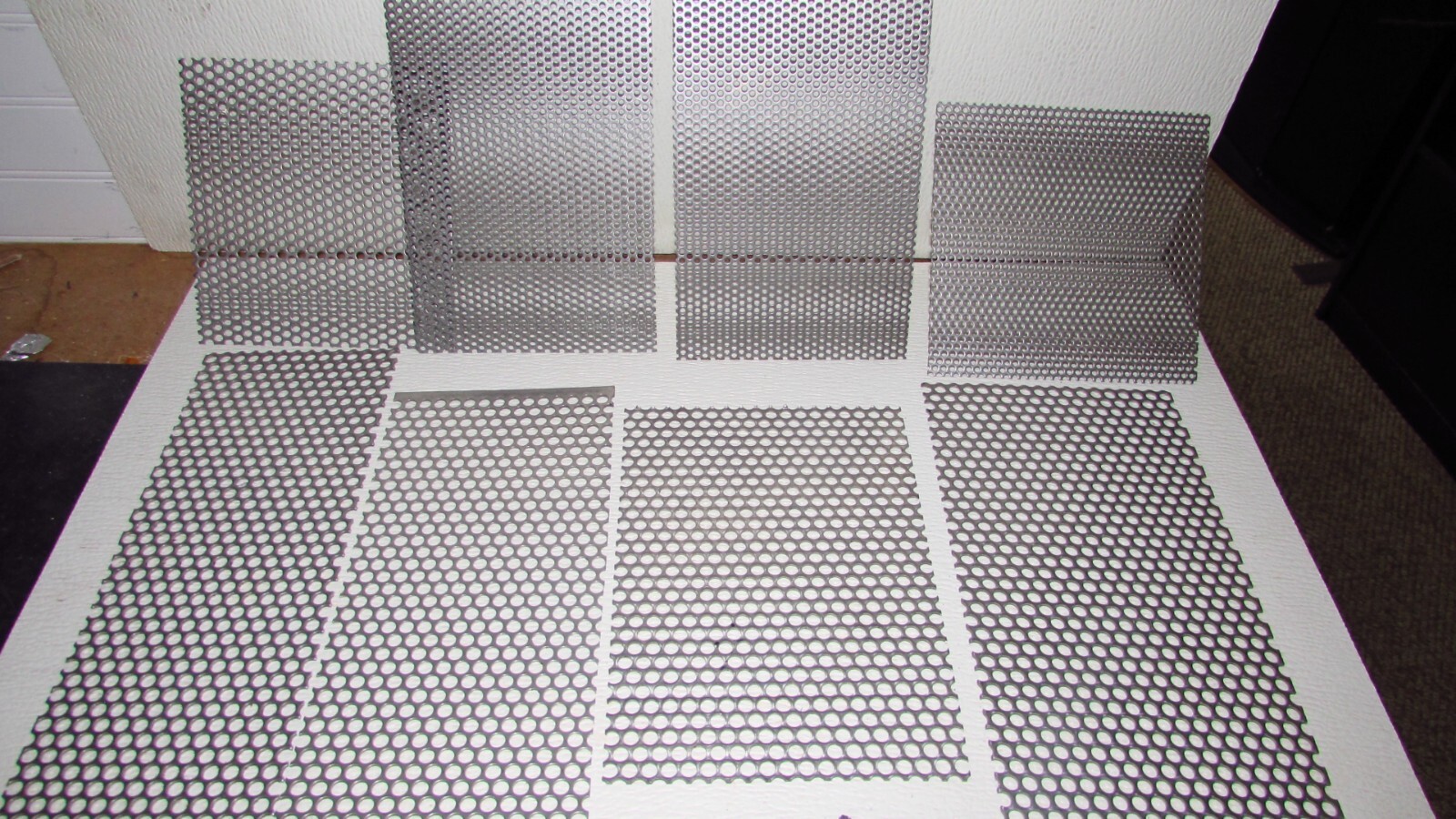 PERFORATED SHEET DROP OFF LOT–8 PIECES –1/8″ AND 1/4″ HOLE