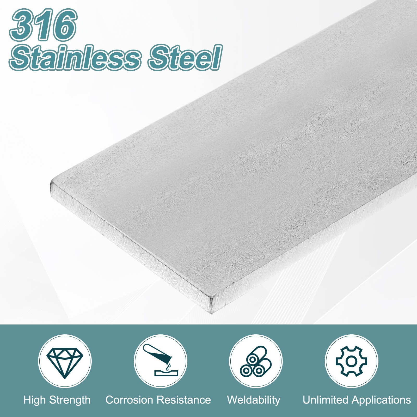 3/16″ Thickness 1-31/32″ Width 6″ Length 316 Stainless Steel Flat Bar Metal Bar