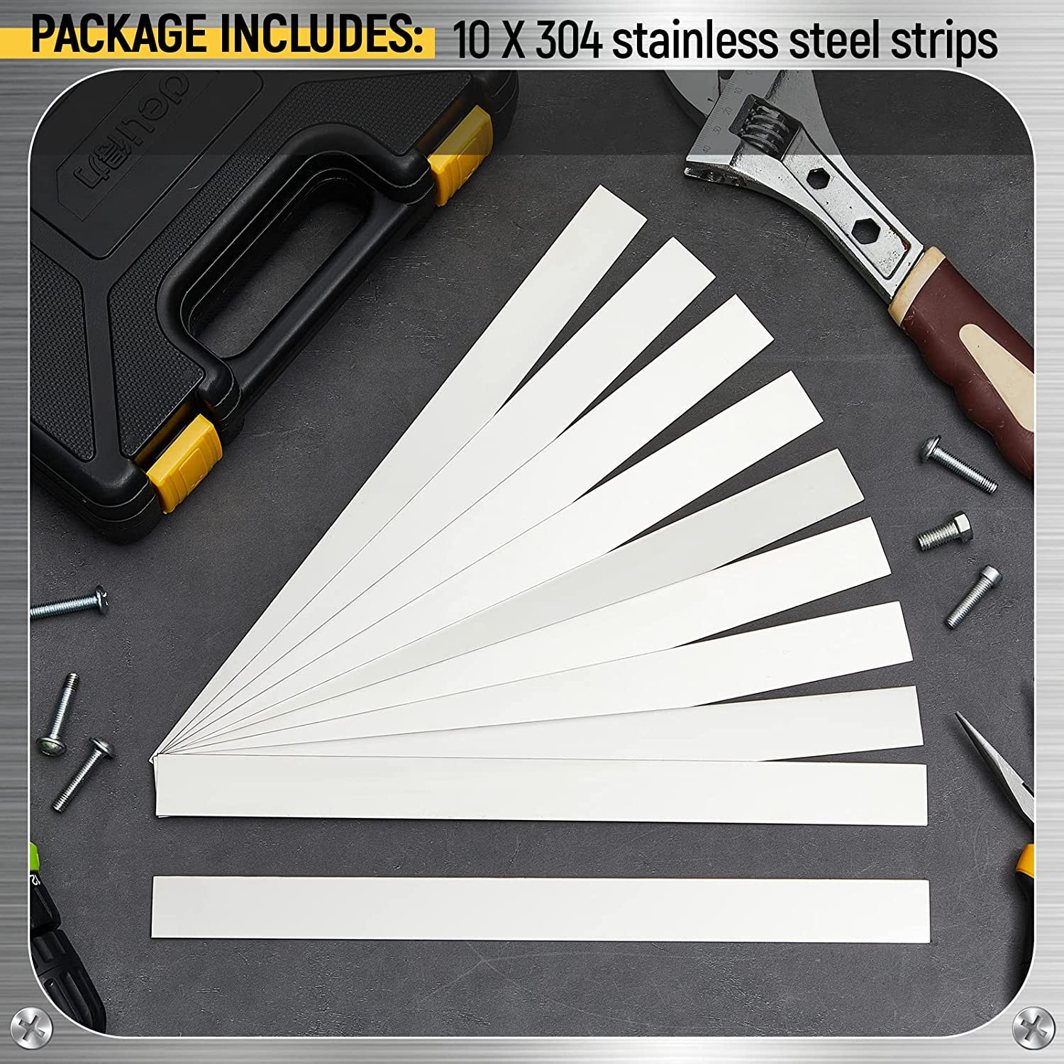 10 Pcs Metal Strips Shim Stock Metal Sheet Shims Gap Filler Trim Strip 0.02” Th