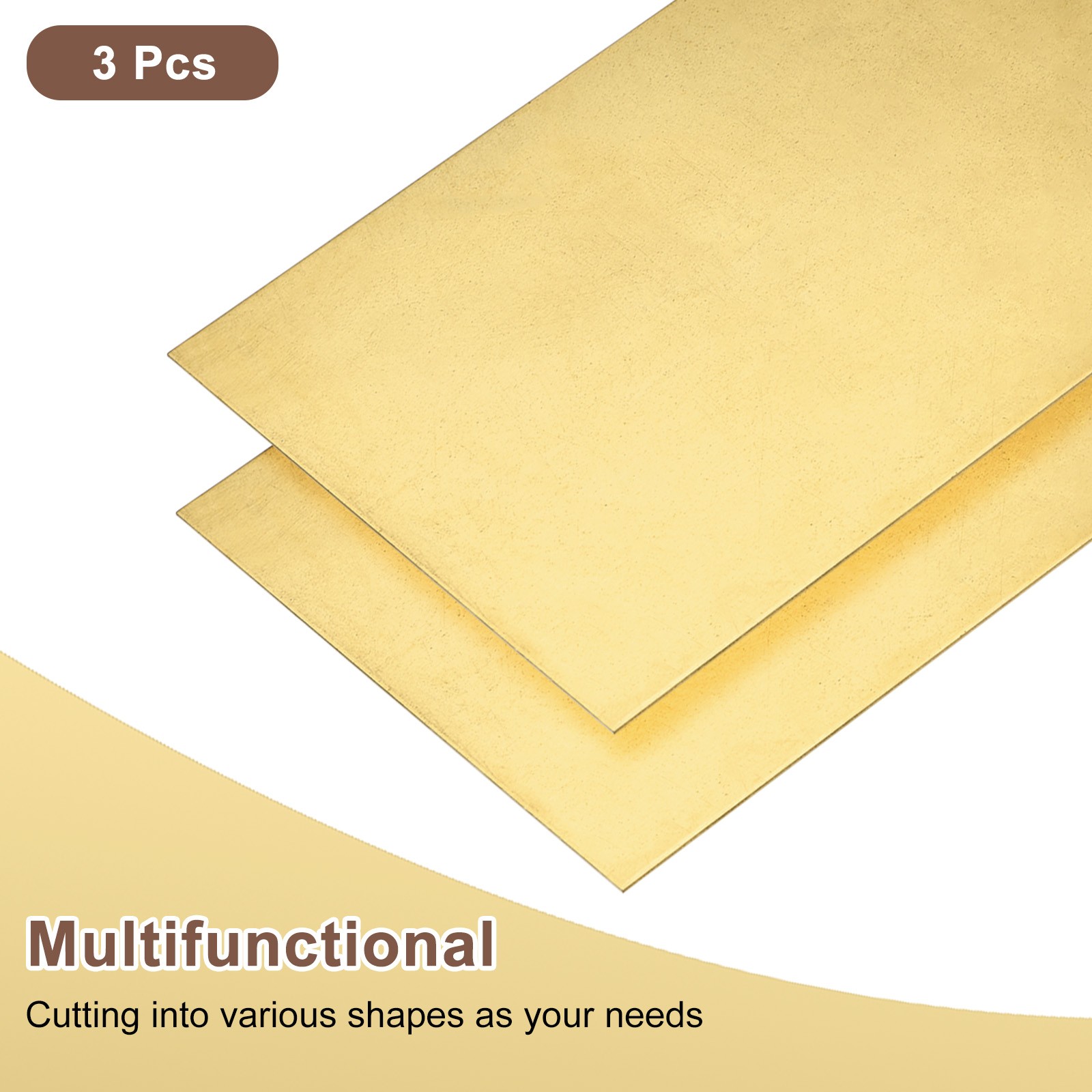 3Pcs H62 Brass Sheet 4″ x 4″ Metal Sheets 0.02″ Thick Brass Plates for Industry