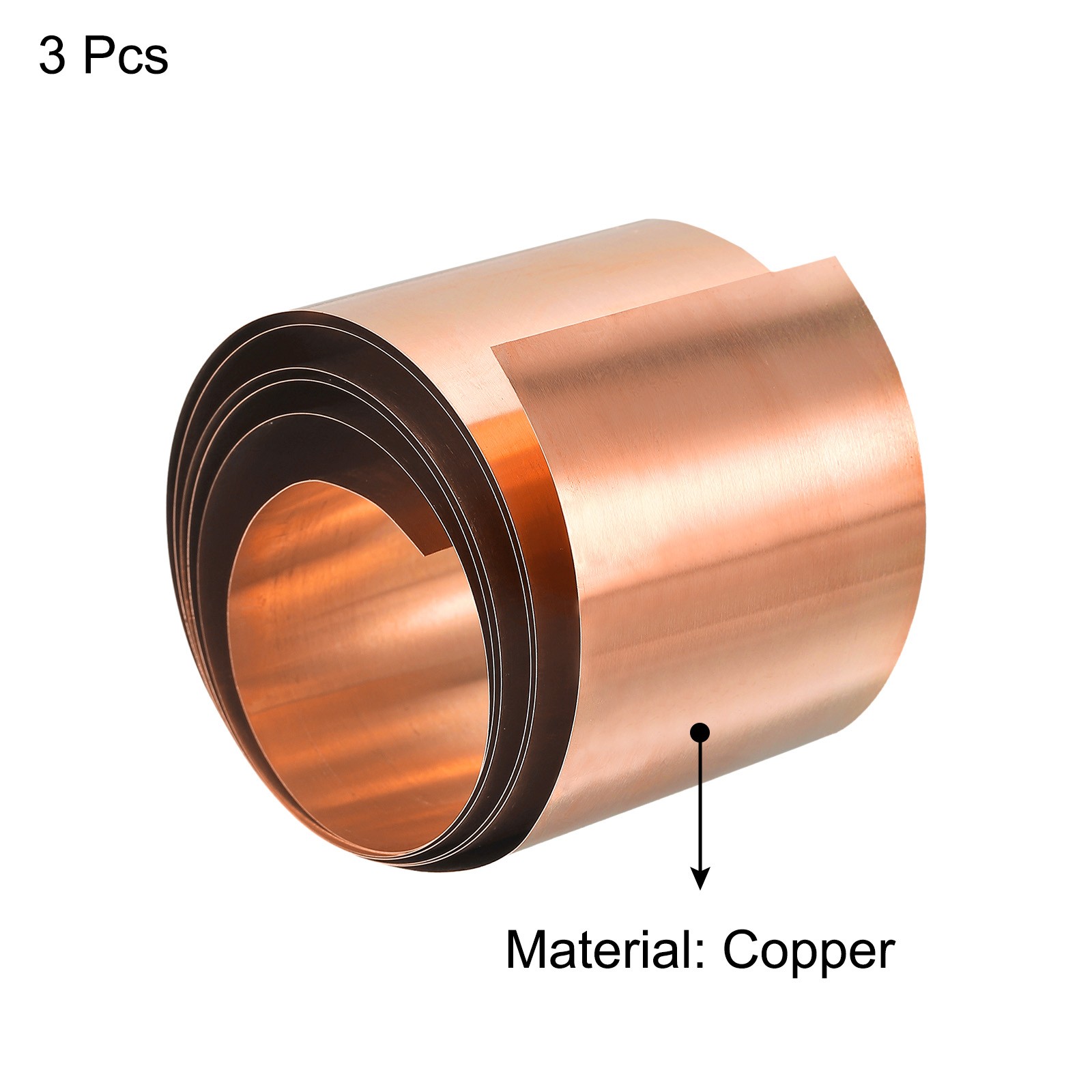 Copper Thin Foil Roll Sheet, 3Pcs 0.15x50x1000mm Pure Copper Foil Sheet Roll