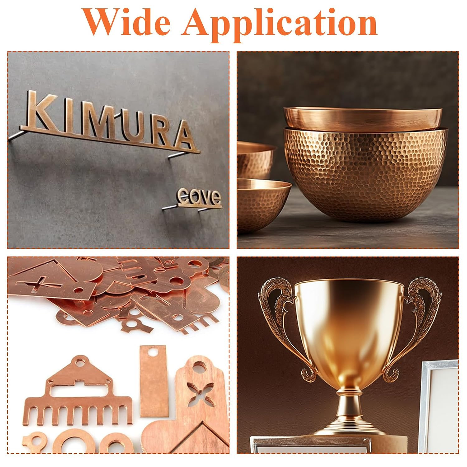 4PCS Pure Copper Sheet 6”X 6”X 0.05”, 18 Gauge Thickness, Film Attached Copper