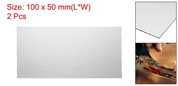 2Pcs Stainless Steel Sheet Plate 4″ x 2″ 24 Gauge (0.5mm) with Glove Silver