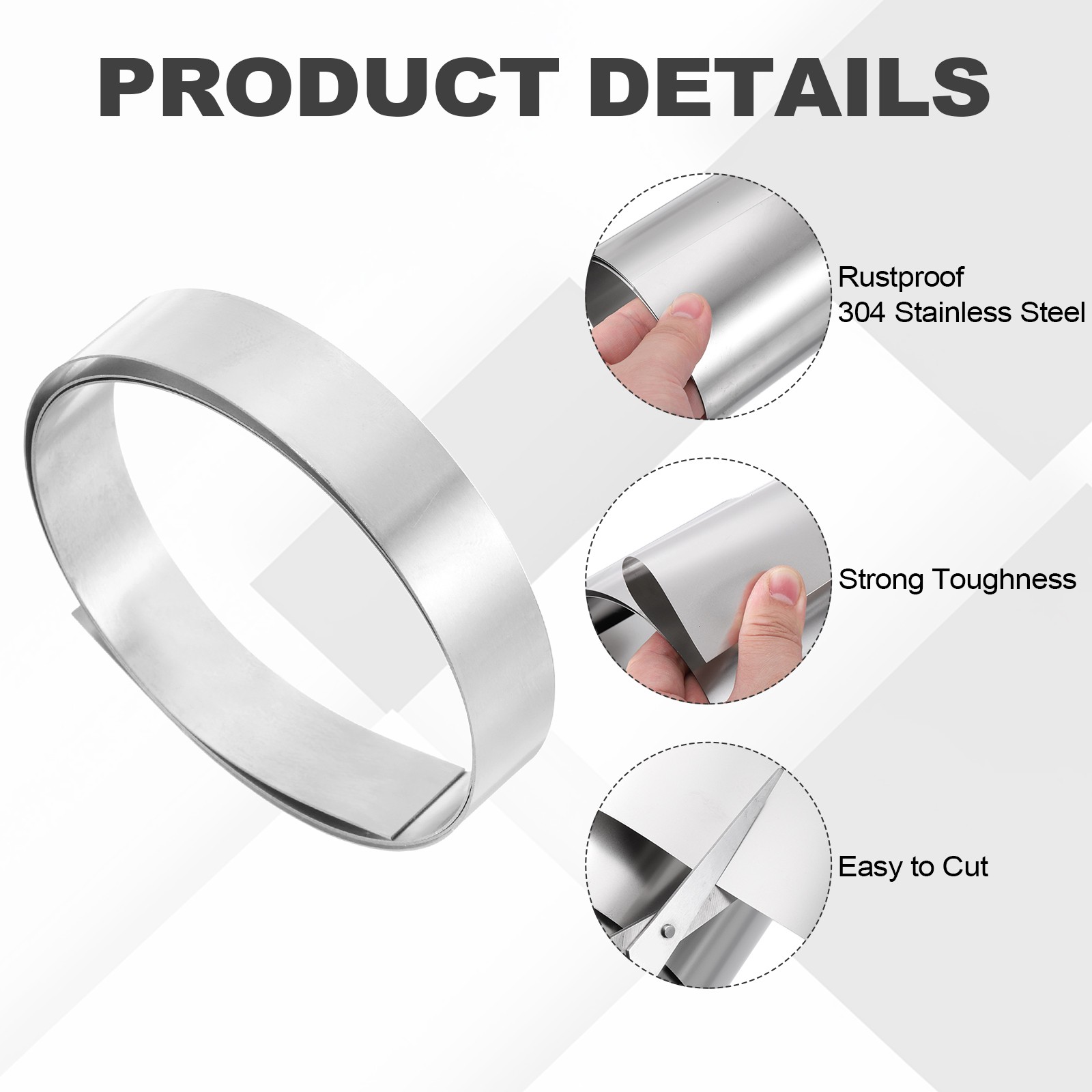 304 Stainless Steel Foil Roll 0.5mm x 20mm x 1m Metal Strip Sheet Silver Tone