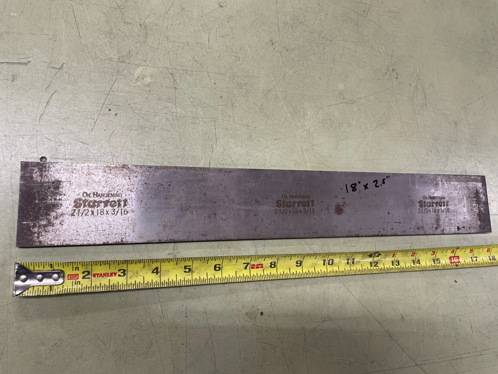 Starrrett 3/16 x 2-1/2 x 18″, AISI O-1 Flat Stock AISI O-1 Oil Hardening