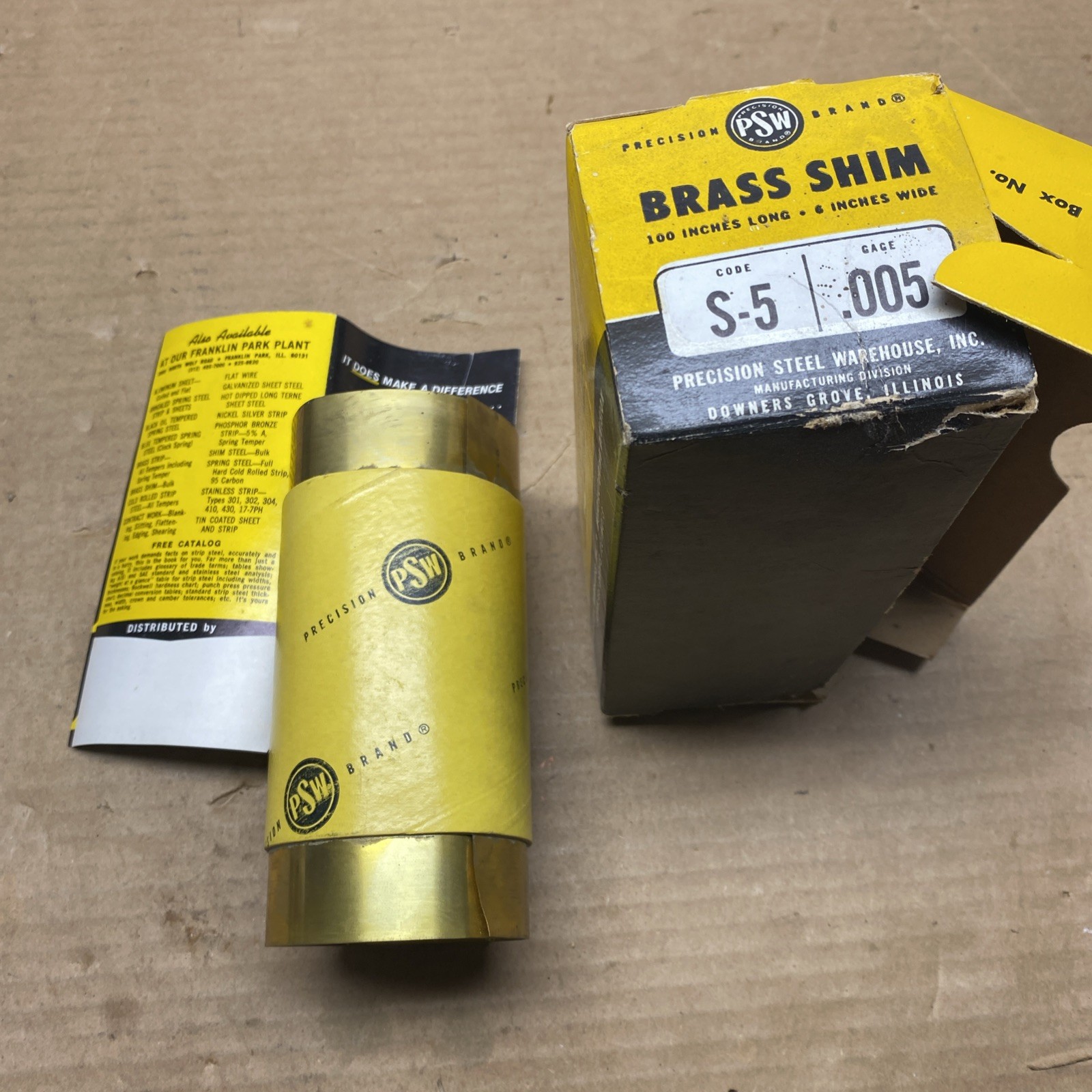 Precision Brand Shim Stock, Roll, Brass, 0.005 Gage , 6 In, Length: 100″