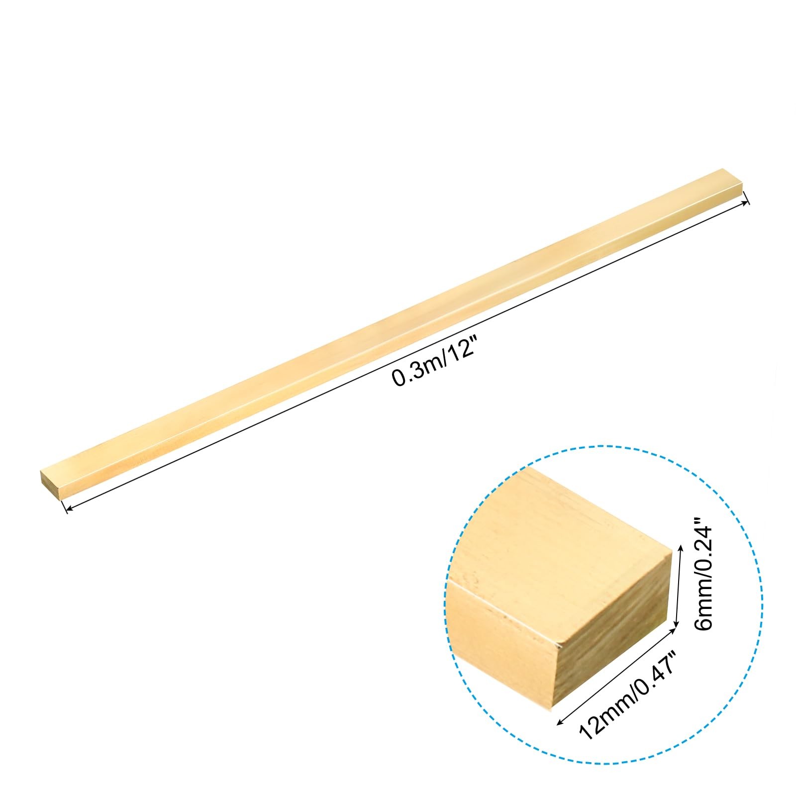 H59 Solid Brass Flat Bar Stock 1/4×1/2×12″ for Crafting Electrical Decoration
