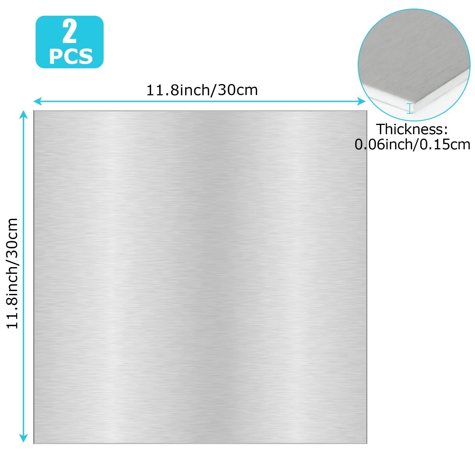 2PCS Aluminum Sheet 12″x12″x1/16″ – 5052 H32 Metal Plate for DIY, Crafting, Indu